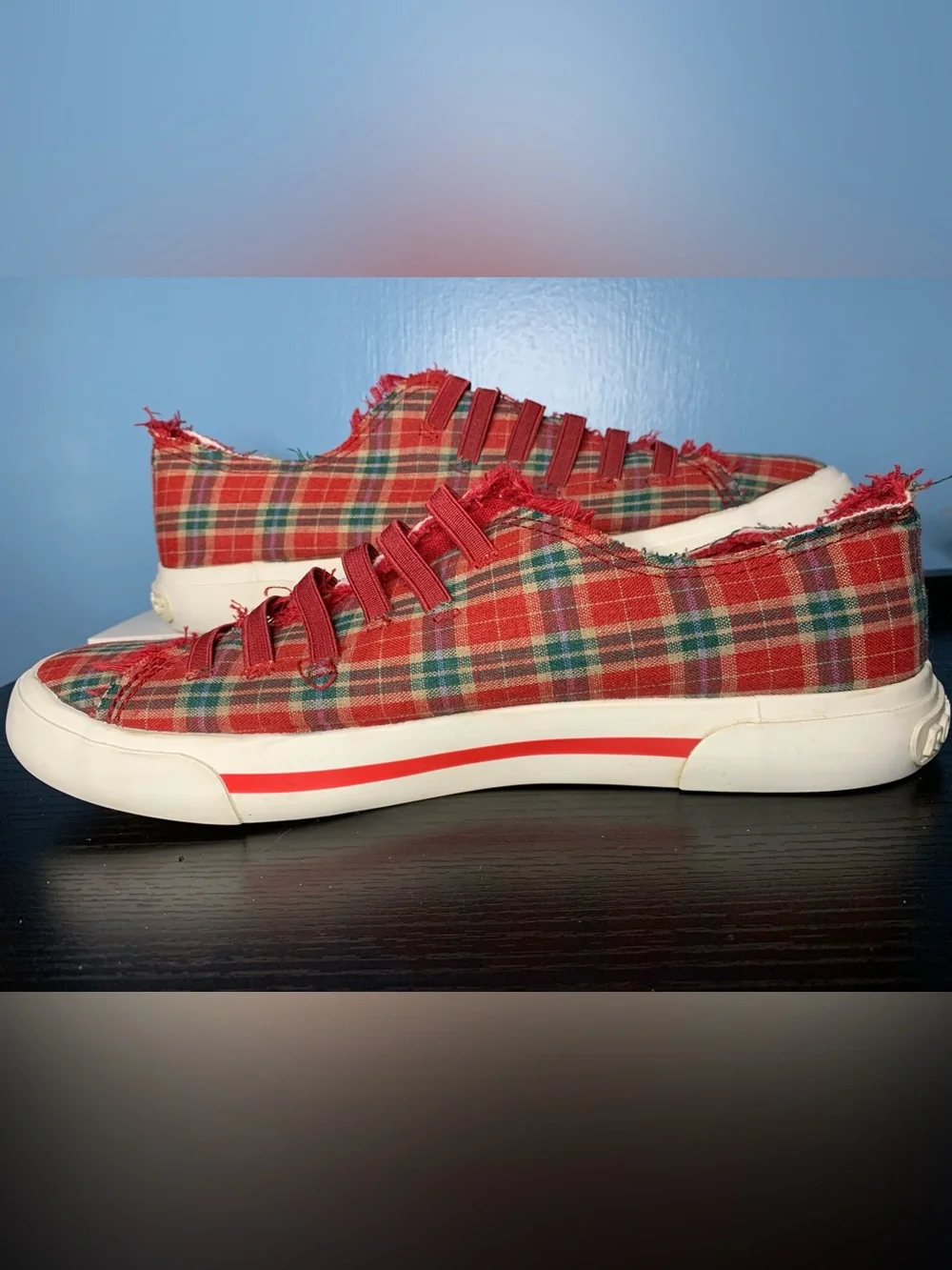 Rocket Dog Red Plaid Slip-On Sneakers